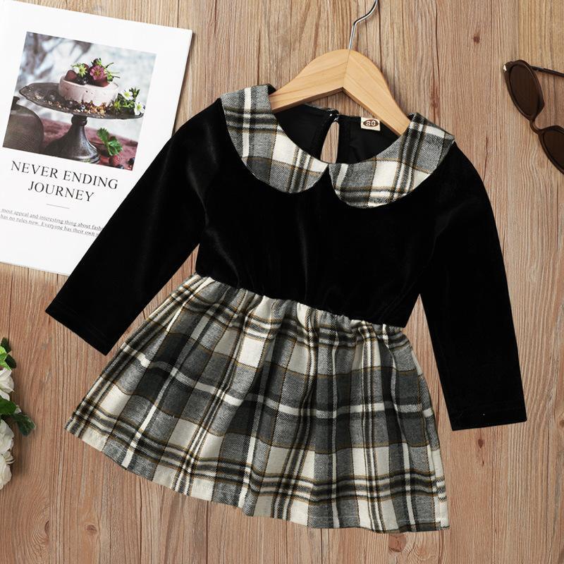 Baby Girl Long Sleeved Plaid Dress - PrettyKid