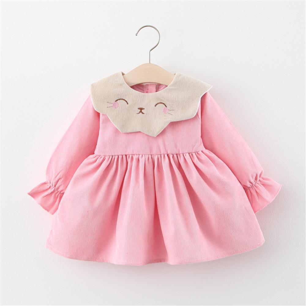 Girls kitty Sweet Zipper Long Sleeve Dress - PrettyKid