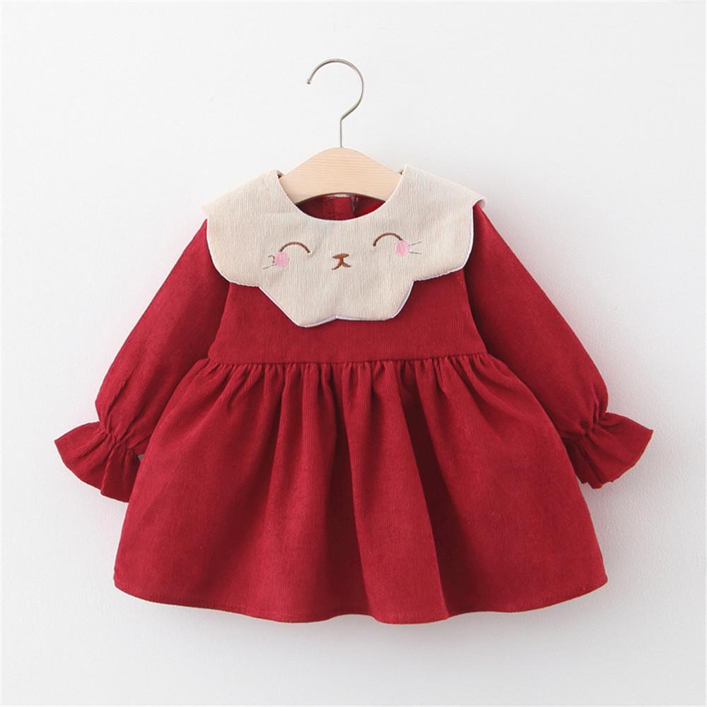 Girls kitty Sweet Zipper Long Sleeve Dress - PrettyKid