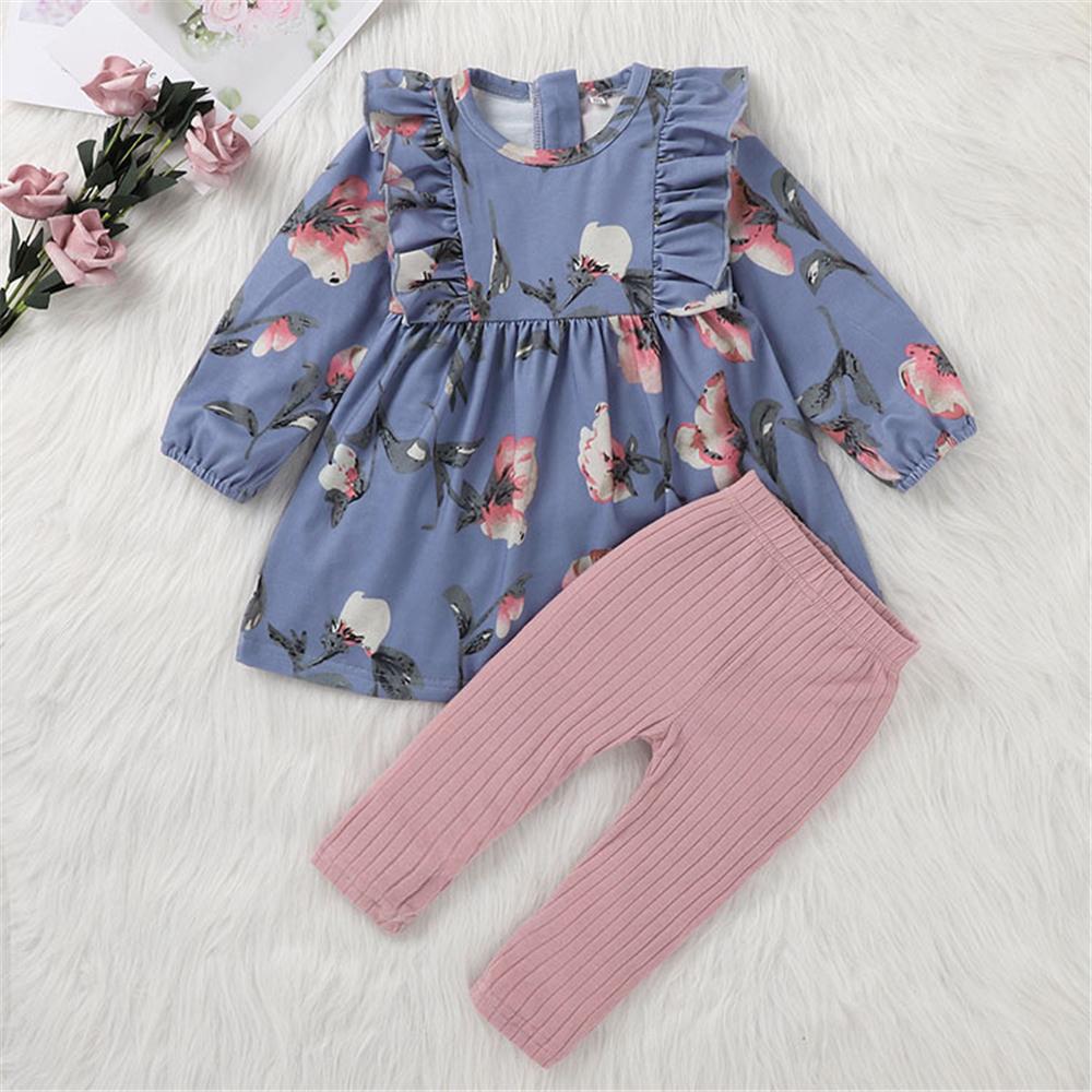 Baby Girls Floral Print Long Sleeve Top & Leggings Cheap Baby Clothes In Bulk - PrettyKid