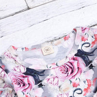Girls Floral Printed Long Sleeve Top & Solid Suspender Skirt Girls Clothes Wholesale - PrettyKid