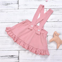 Girls Floral Printed Long Sleeve Top & Solid Suspender Skirt Girls Clothes Wholesale - PrettyKid