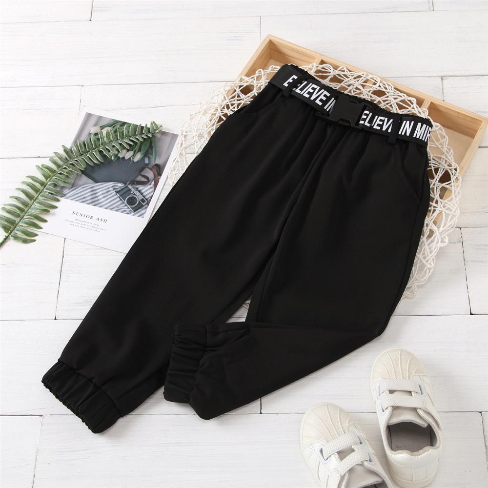 Girls Solid Letter Printed Trousers Wholesale Girl Boutique Clothing - PrettyKid