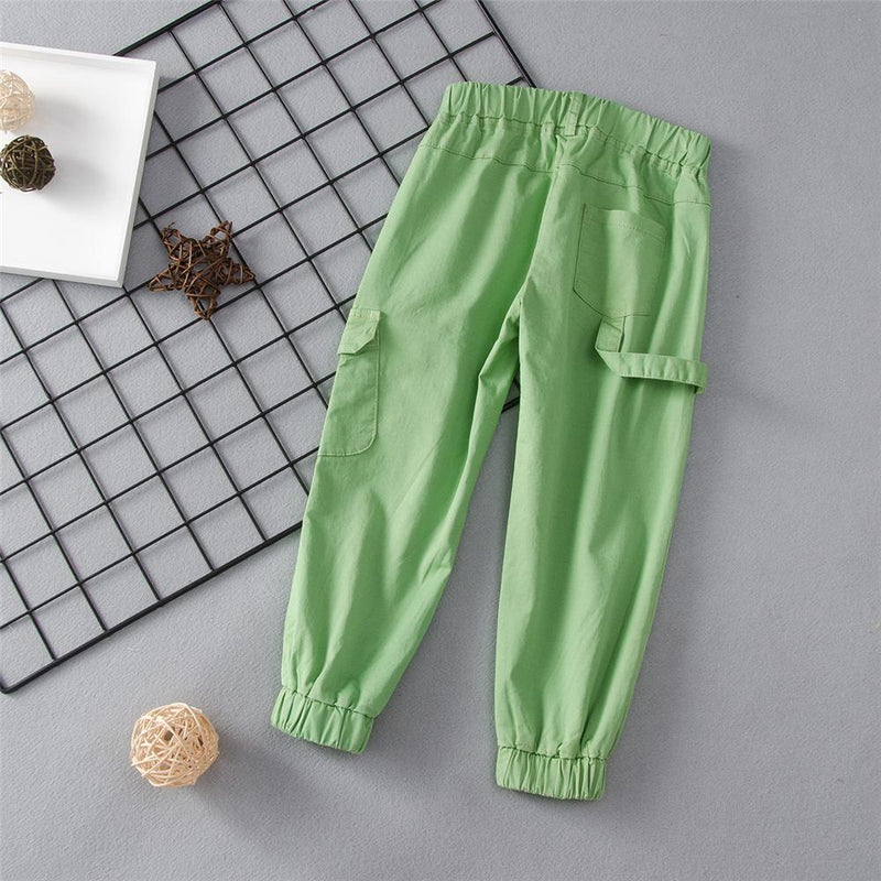Toddler Unisex Solid Pocket Letter Printed Pants Wholesale Kid Clothing - PrettyKid