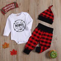 Baby Letter Printed Casual Romper & Plaid Pants & Hat Baby Clothing Wholesale - PrettyKid