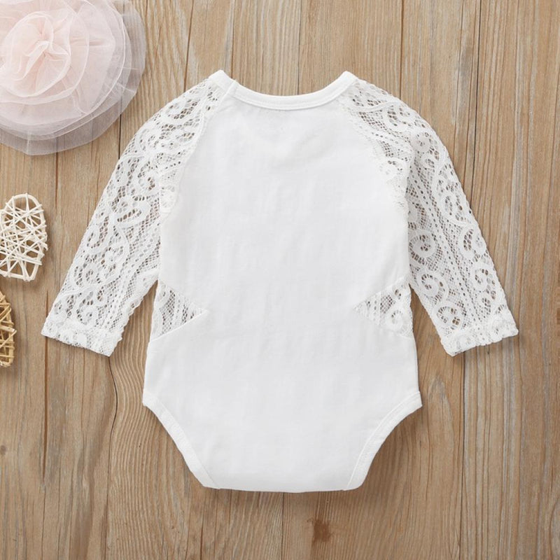 Baby Girls Solid Long Sleeve Lace Romper Baby Clothes Suppliers - PrettyKid