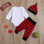Baby Letter Printed Casual Romper & Plaid Pants & Hat Baby Clothing Wholesale - PrettyKid