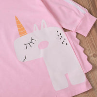 Baby Girls Cartoon Unicorn Printed Long Sleeve Dress Wholesale Clothing Baby - PrettyKid