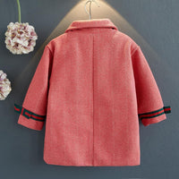 Girls Button Long Sleeve Woollen Coat Wholesale Little Girl Clothing - PrettyKid