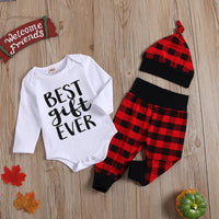 Baby Letter Printed Casual Romper & Plaid Pants & Hat Baby Clothing Wholesale - PrettyKid