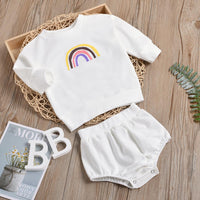 Baby Girls Casual Long Sleeve Rainbow Top & Short Baby Clothes Suppliers - PrettyKid