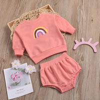 Baby Girls Casual Long Sleeve Rainbow Top & Short Baby Clothes Suppliers - PrettyKid