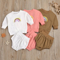 Baby Girls Casual Long Sleeve Rainbow Top & Short Baby Clothes Suppliers - PrettyKid