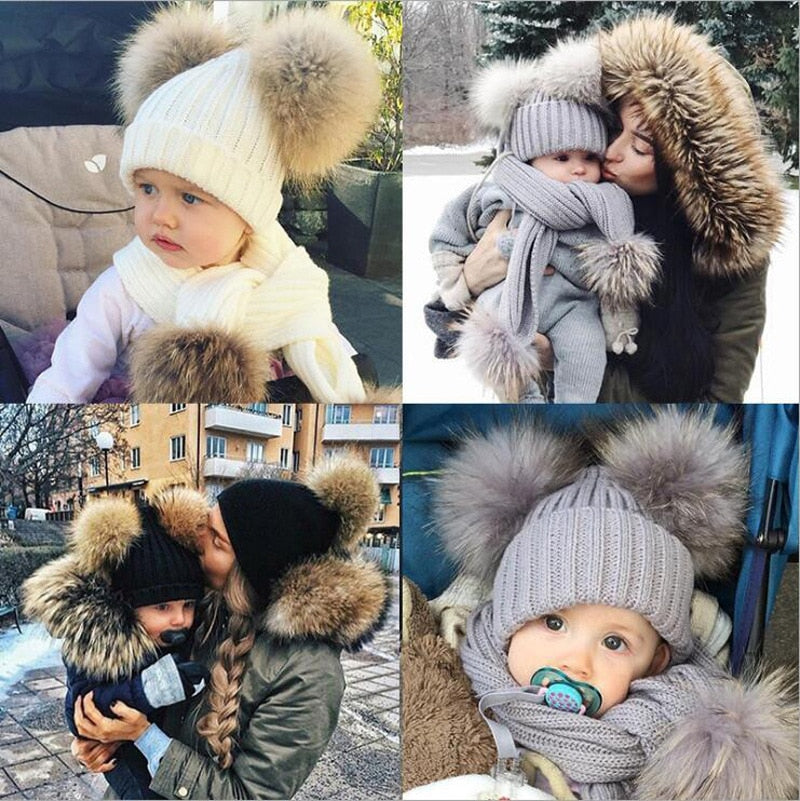 Stylish Newborn Baby Children Baby Solid Color Scarves Winter Warm Baby Girl Hat For Baby Boy Suit Infant Set Wholesale - PrettyKid