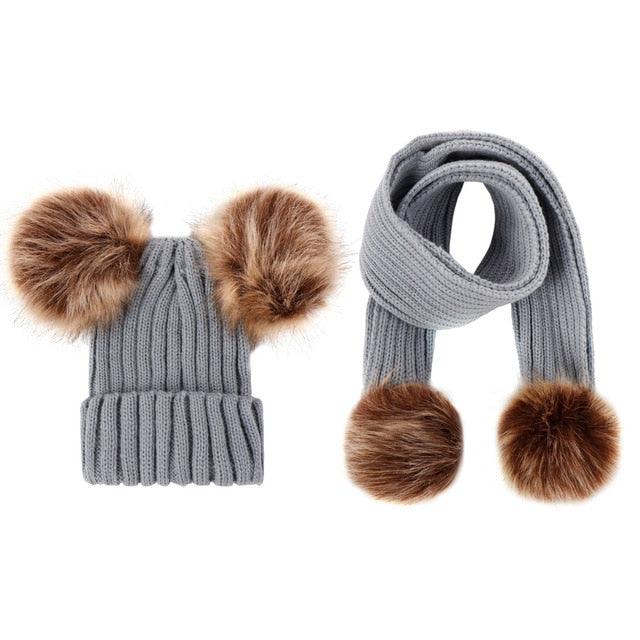 Stylish Newborn Baby Children Baby Solid Color Scarves Winter Warm Baby Girl Hat For Baby Boy Suit Infant Set Wholesale - PrettyKid