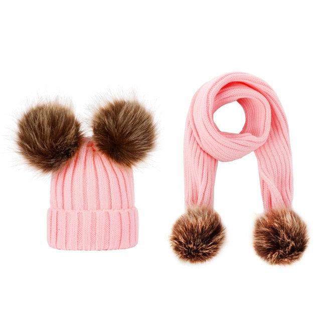 Stylish Newborn Baby Children Baby Solid Color Scarves Winter Warm Baby Girl Hat For Baby Boy Suit Infant Set Wholesale - PrettyKid