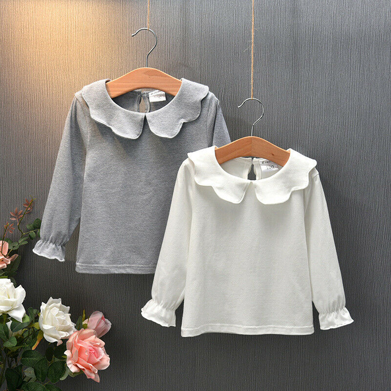 Fashion Baby Kid Girl Pullover Long Sleeve Sweaters Casual Solid Cotton Top Ruffle Sweaters Wholesale - PrettyKid