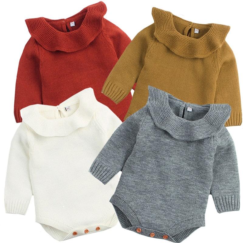 Baby Boy Girl Long Sleeve Solid Color Knitted Warm Romper Jumpsuit Playsuit Supplier Wholesale - PrettyKid