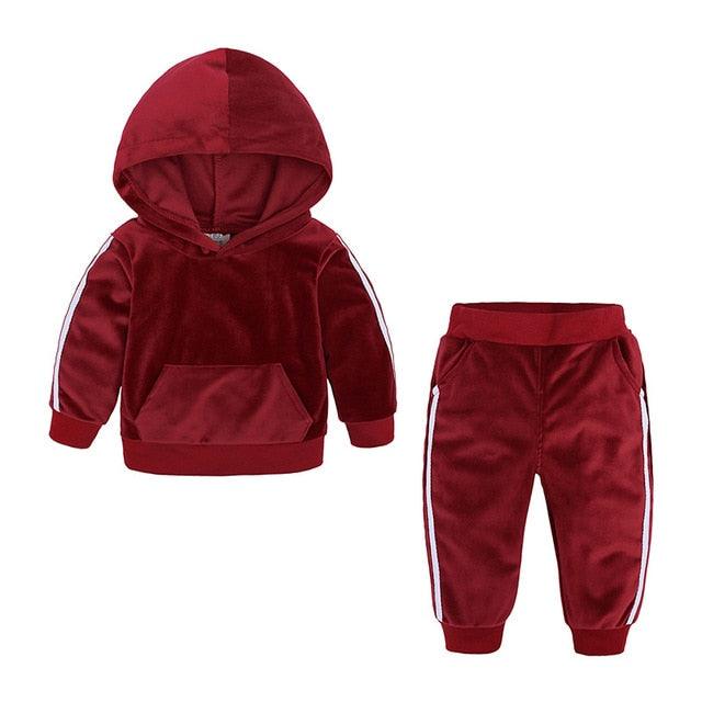 Baby Boys Girls Velvet Hooded Clothing Set for Tracksuits Children Clothes Set Supplier - PrettyKid