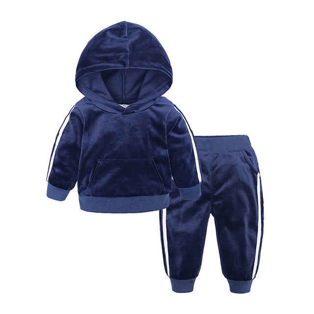 Baby Boys Girls Velvet Hooded Clothing Set for Tracksuits Children Clothes Set Supplier - PrettyKid