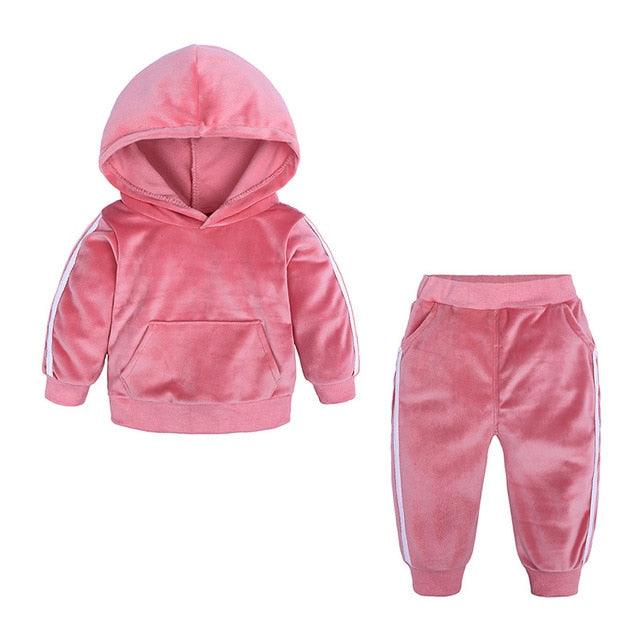 Baby Boys Girls Velvet Hooded Clothing Set for Tracksuits Children Clothes Set Supplier - PrettyKid