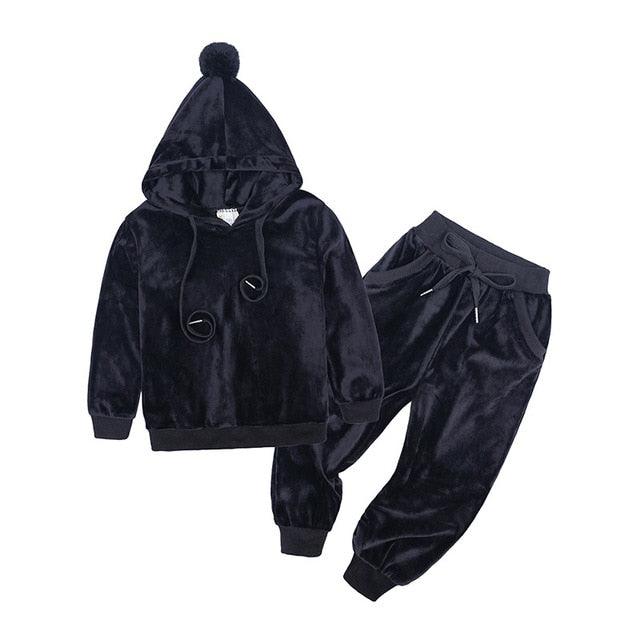 Baby Boys Girls Velvet Hooded Clothing Set for Tracksuits Children Clothes Set Supplier - PrettyKid