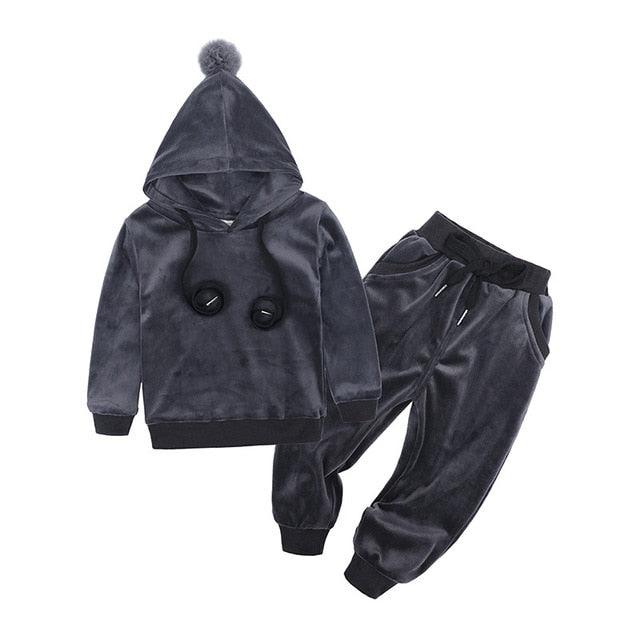 Baby Boys Girls Velvet Hooded Clothing Set for Tracksuits Children Clothes Set Supplier - PrettyKid