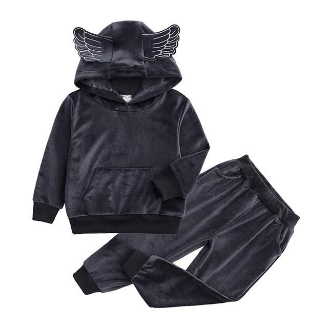 Baby Boys Girls Velvet Hooded Clothing Set for Tracksuits Children Clothes Set Supplier - PrettyKid