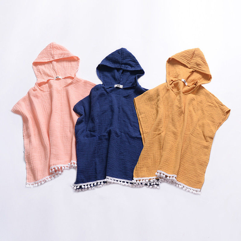 Toddler Kids Baby Girl Solid Long Cape Dress Hooded Tassel Supplier - PrettyKid