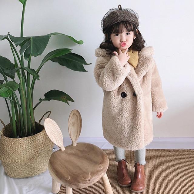 2-12 Years Children Fur Coat Baby Warm Jacket Girls Long Overcoat Winter Kids girls Casual Supplier - PrettyKid