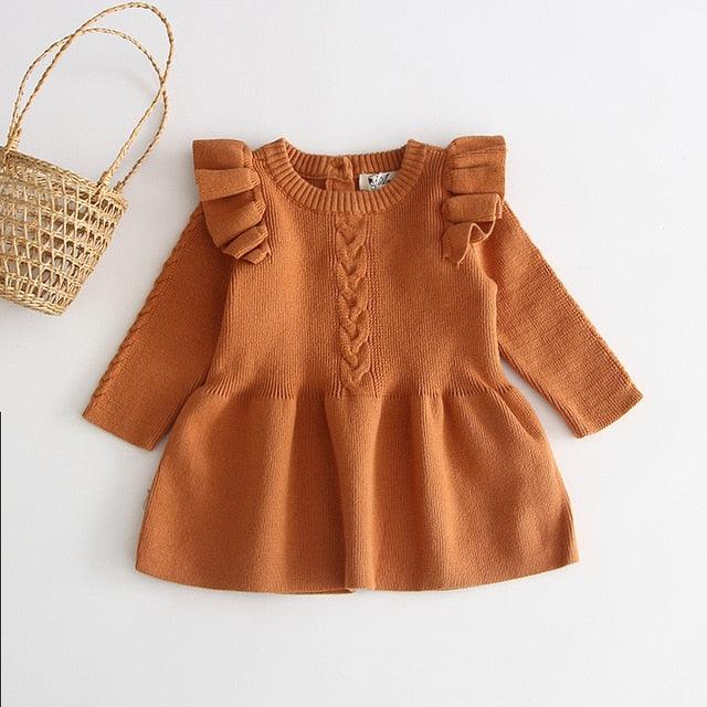 Stylish Dress For Baby Girls Autumn Winter Long Sleeve Sweater Dress Newborn Dress Infant Princess Dress Wholesale - PrettyKid