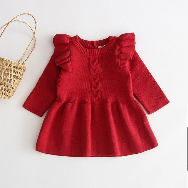 Stylish Dress For Baby Girls Autumn Winter Long Sleeve Sweater Dress Newborn Dress Infant Princess Dress Wholesale - PrettyKid