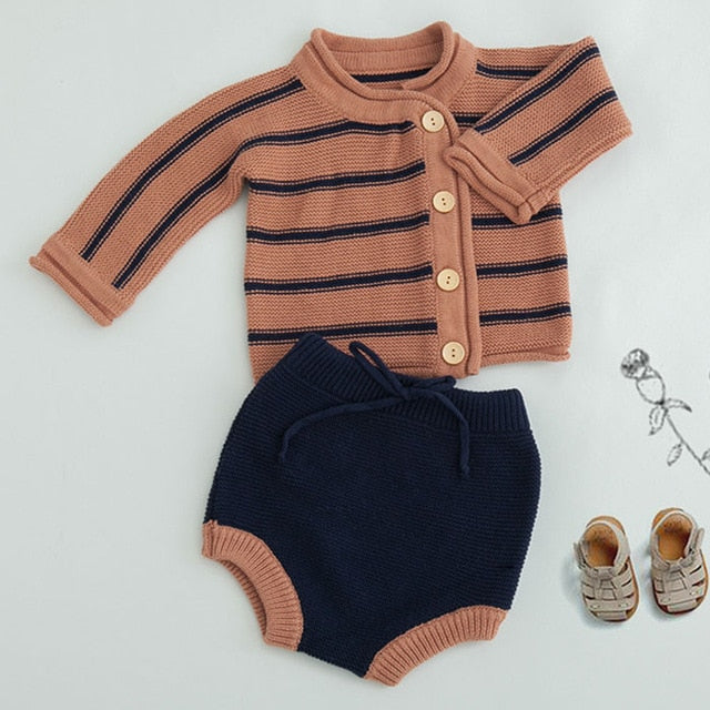 2021 Cotton Boys Girls Baby Sweater Shorts Suit spring Winter Children Clothing wholesale in bulk - PrettyKid