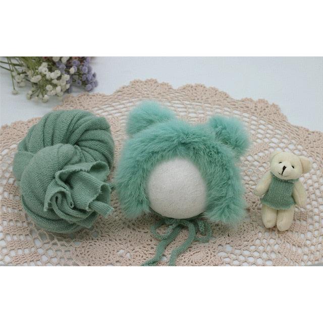 Newborn Infant Knitted Baby Boys Girls Faux Fur Hat Strong Stretch Blanket Supplier - PrettyKid