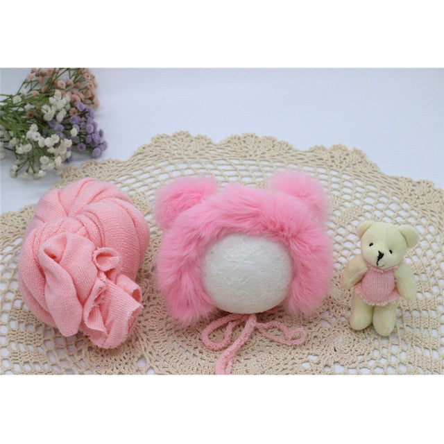 Newborn Infant Knitted Baby Boys Girls Faux Fur Hat Strong Stretch Blanket Supplier - PrettyKid