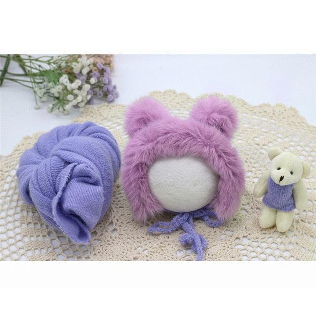 Newborn Infant Knitted Baby Boys Girls Faux Fur Hat Strong Stretch Blanket Supplier - PrettyKid