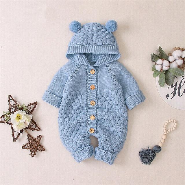 Newborn Baby Boy Girls Bear Ear Sweater Jumpsuit Outfits wholesale manufacture - PrettyKid