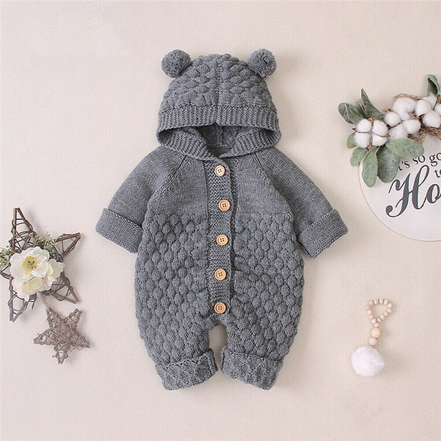 Newborn Baby Boy Girls Bear Ear Sweater Jumpsuit Outfits wholesale manufacture - PrettyKid