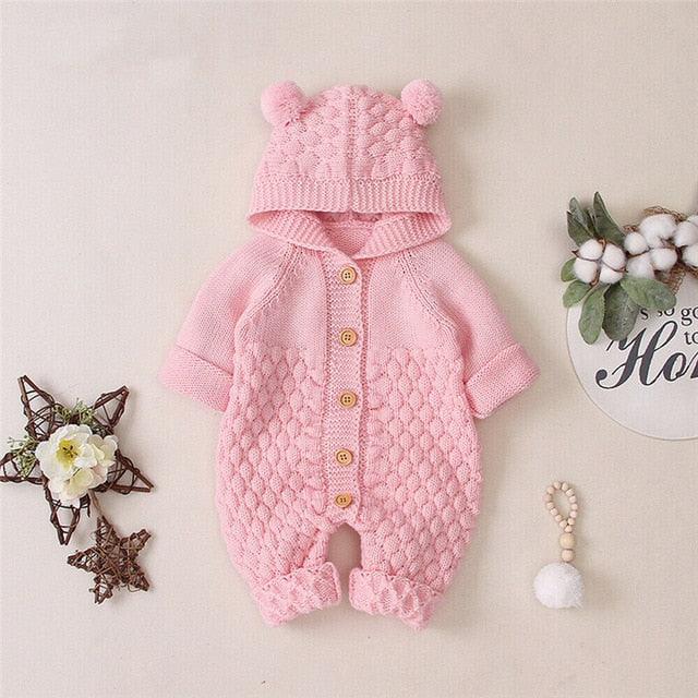 Newborn Baby Boy Girls Bear Ear Sweater Jumpsuit Outfits wholesale manufacture - PrettyKid