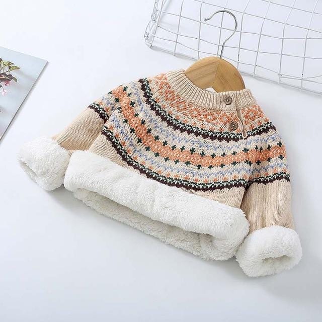 Winter Baby Plus Velvet Sweaters Boy Girls Clothes Children Rabbit Wool Tops Wholesale - PrettyKid
