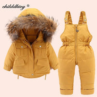 Set Baby Girl winter down jacket and jumpsuit fur collar jacket for girls Infant snowsuit 0-4Year Manufactuer - PrettyKid