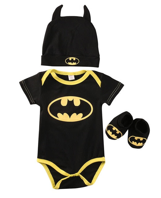 Newborn Baby Boy Girl Jumpsuit Kids Toddler Clothes Batman Costumes 3 in 1 wholesale - PrettyKid