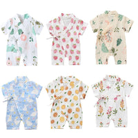 Baby Girl Boys baby grows Jumpsuit Short-sleeved Floral Print Cute Infant Baby playwear wholesale - PrettyKid