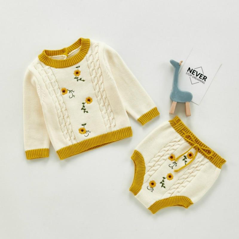 Winter Baby Girl Cotton Knitted Sweater Shorts Suit newborn baby girl clothes Wholesale - PrettyKid