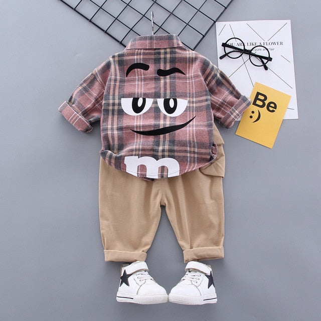 Fashion Spring Baby Boy Formal Clothing Set Kid Suits Set Plaid Shirt Pants 2pac/set Children Clothes Set Wholesale - PrettyKid