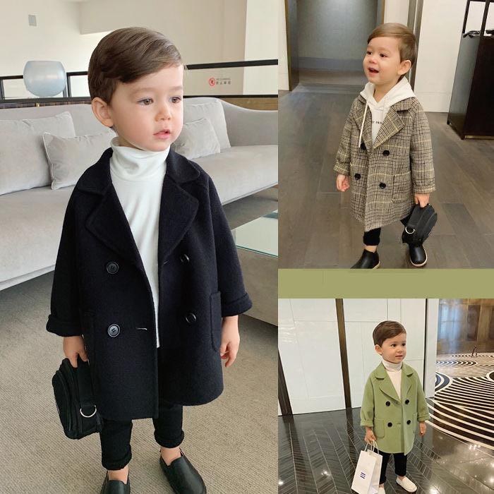 Jackets Boys girls Woolen Baby Boy Trench Coat Lapel Kids Coats Wool Coat Spring Overcoat Supplier - PrettyKid