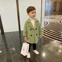 Jackets Boys girls Woolen Baby Boy Trench Coat Lapel Kids Coats Wool Coat Spring Overcoat Supplier - PrettyKid