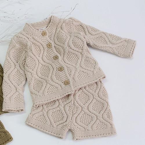 2021 Baby children Boys Girlsspring Winter Cardigan Sweater+Shorts wholesale in bulk - PrettyKid