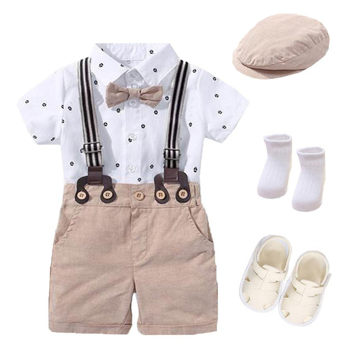 Baby Boy Western Romper Clothing Set Bow Suit Newborn 1th Birthday Gift Hat Rompers Belt Infant Children Outfit Clothes Wholesale - PrettyKid