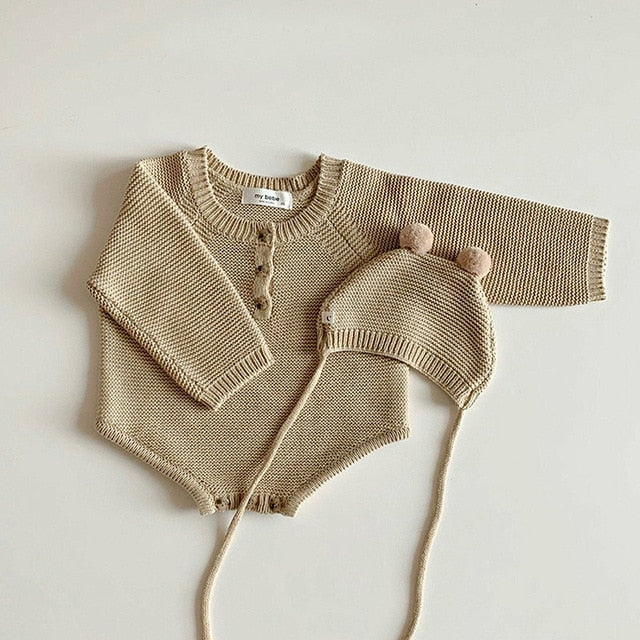New kids wear Boys Girls Knitted Bodysuit Infant Jumpsuit Newborn Baby Sweater set Wholesale - PrettyKid